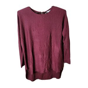 Vass Joan Vass New Red Wine Heather Sweater Size XL Cashmere NWT t74